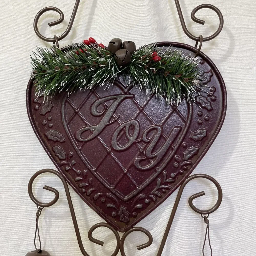 Joy Holiday Wall Door Hanging Christmas Jingle Bells 19 Inches